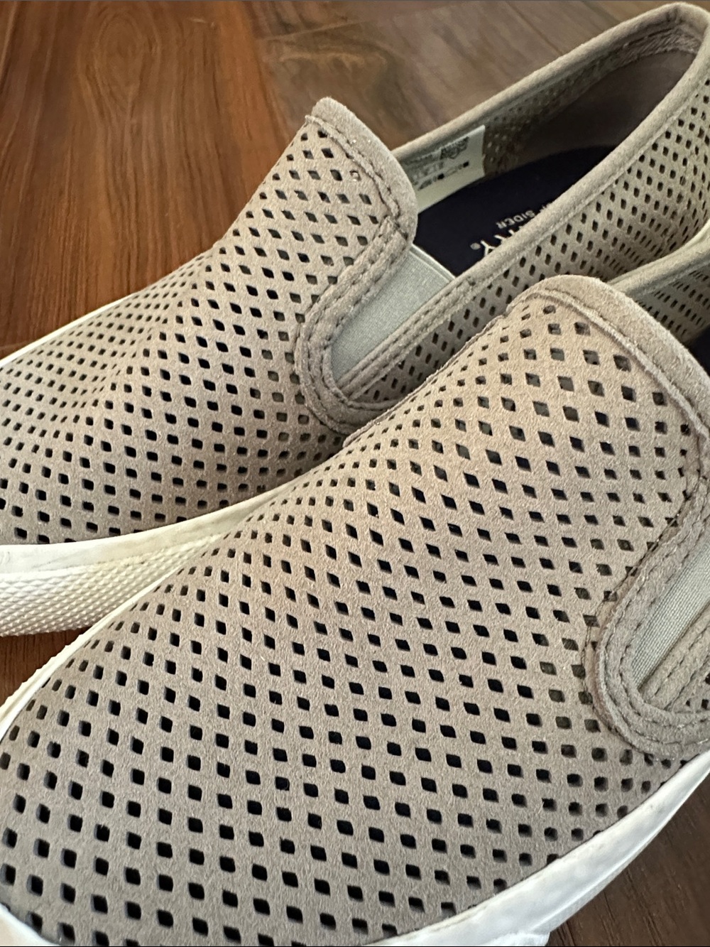 Sperry Perforated Slip-On Sneakers in Taupe and White - Picture 7 of 7